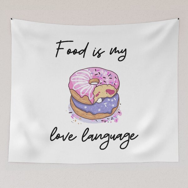 Item preview, Food is my love language Donut pink, purple, jelly filled sprinkles, WHITE BACKGROUND designed and sold by JustAMillenial -.
