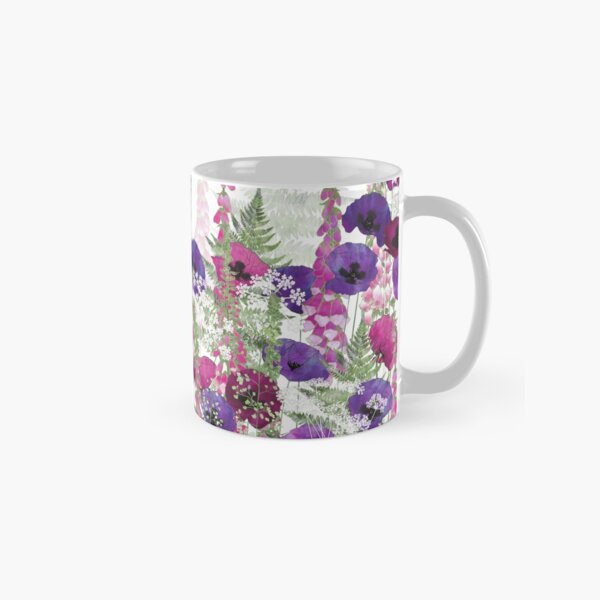 Purple Poppies, Pink Foxgloves & Ferns Classic Mug