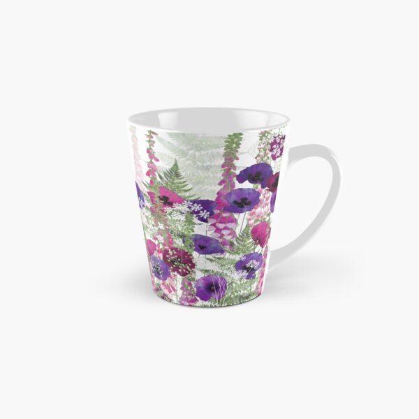Purple Poppies, Pink Foxgloves & Ferns Tall Mug