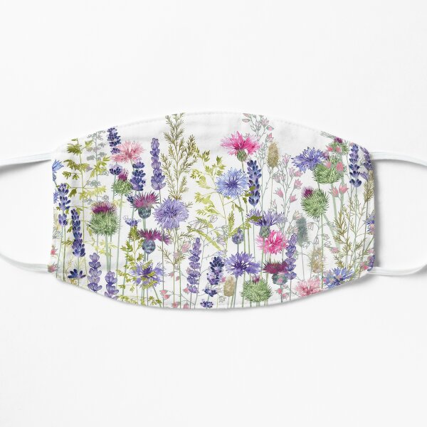 Flower Meadow - Cornflowers, Thistles & Lavender Flat Mask