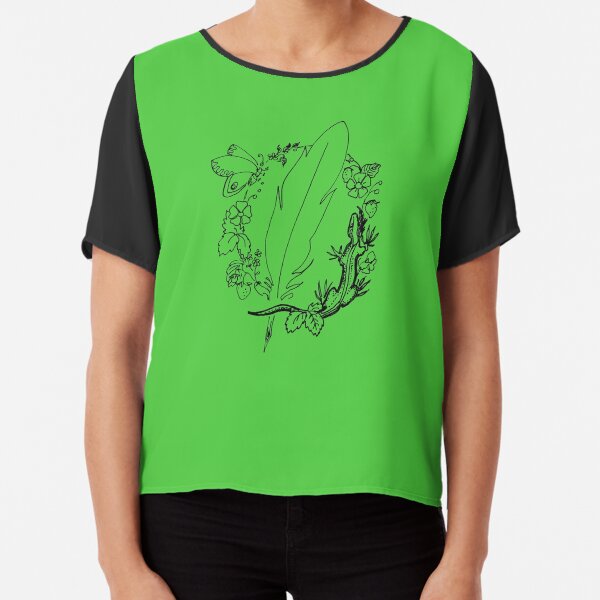 Quill And Lizard In Flower Wreath - Vignette Chiffon Top