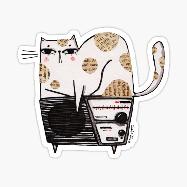 Vintage radio cat Sticker