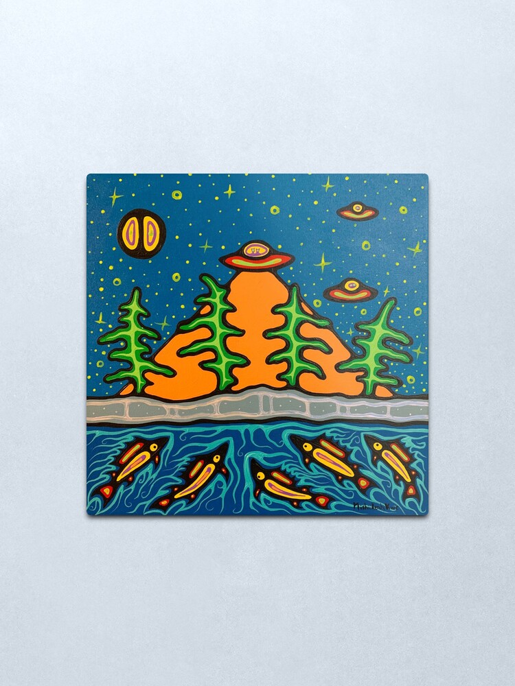Alternate view of aliens and fish Metal Print