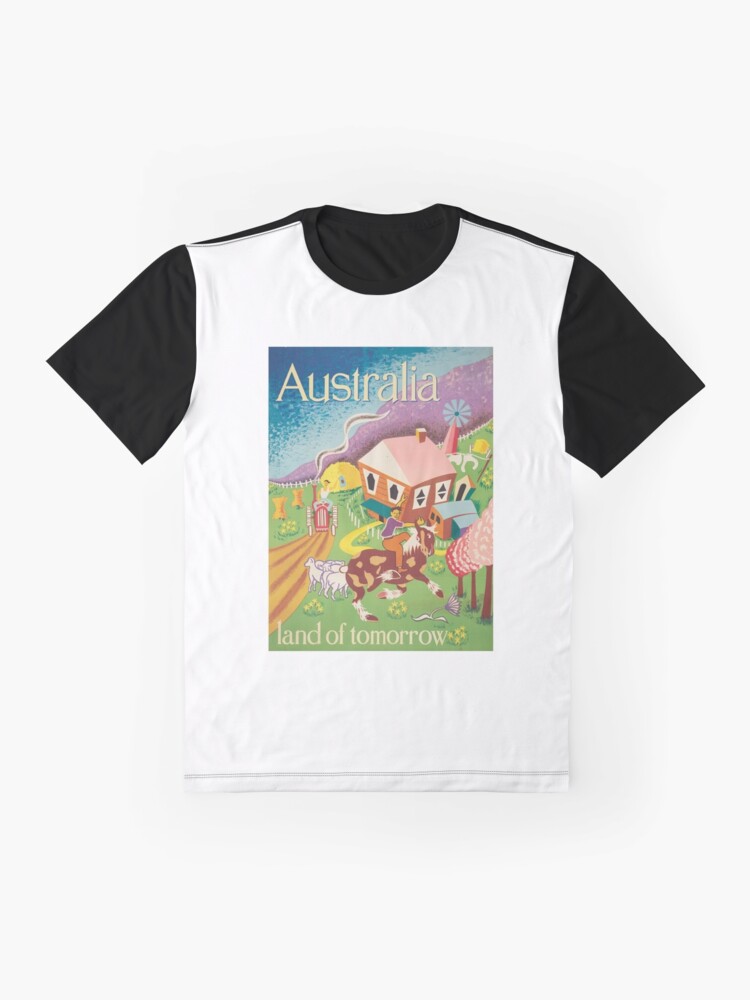 Thumbnail 4 of 5, Graphic T-Shirt, Australia Land of Tomorrow, vintage poster designed and sold by Dollfacedesign.