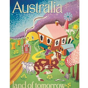 Artwork thumbnail, Australia Land of Tomorrow, vintage poster by Dollfacedesign
