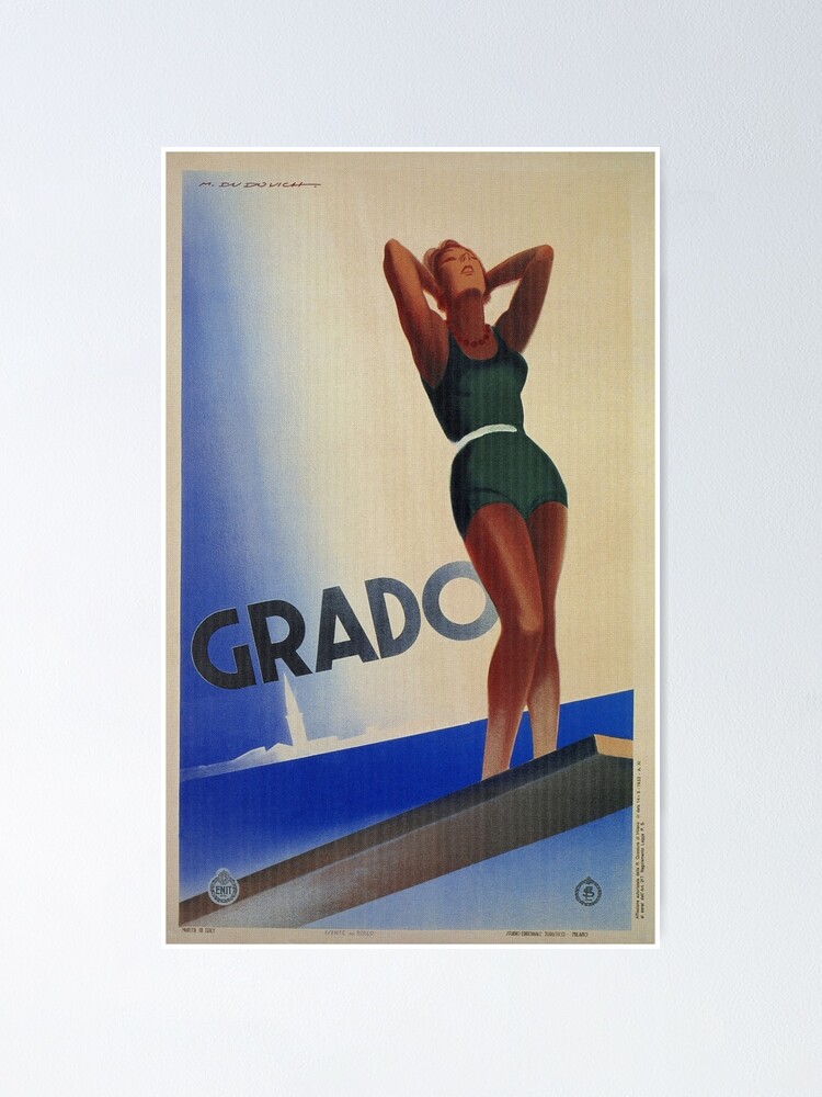 Grado Italy pin up Vintage Italian travel advertising Poster for Sale by  aapshop