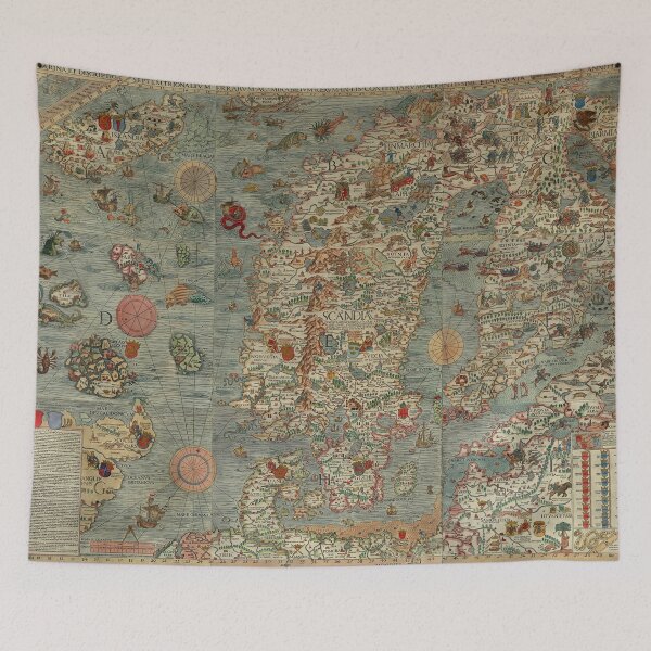 Item preview, Scandinavia Map, 1539 by Olaus Magnus designed and sold by nextstepdesigns.