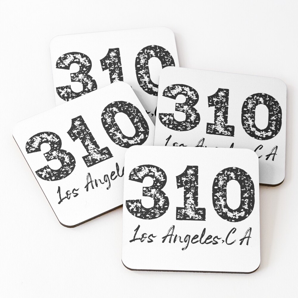 310 Los Angeles Area Code 310 Area Code 310 LA 310 Los Angeles   Ur,coaster Pack 4 Flatlay,square,1000x1000.2 