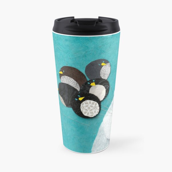 Polar Bear with Penguin Balloons Travel Mug