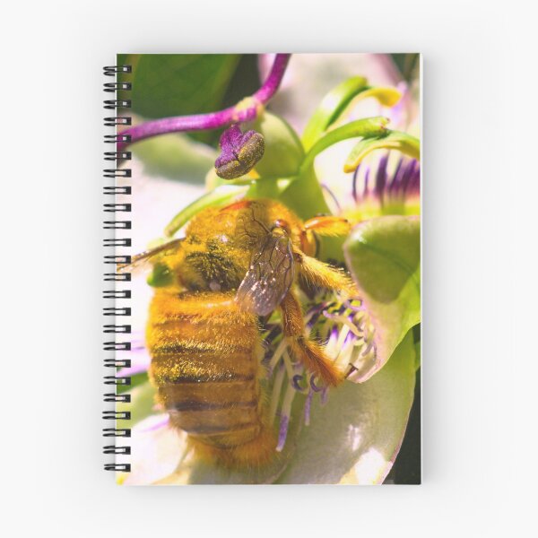 Item preview, yellow bumblebee collecting pollen from exotic flower designed and sold by Sergio Roberto Peña y Lillo Lonconao.