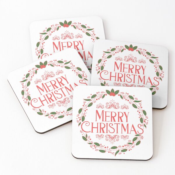 Item preview, Merry Christmas Wreath Festive Present Holly Stockings Bauble Holiday Season designed and sold by SayItWithYours.