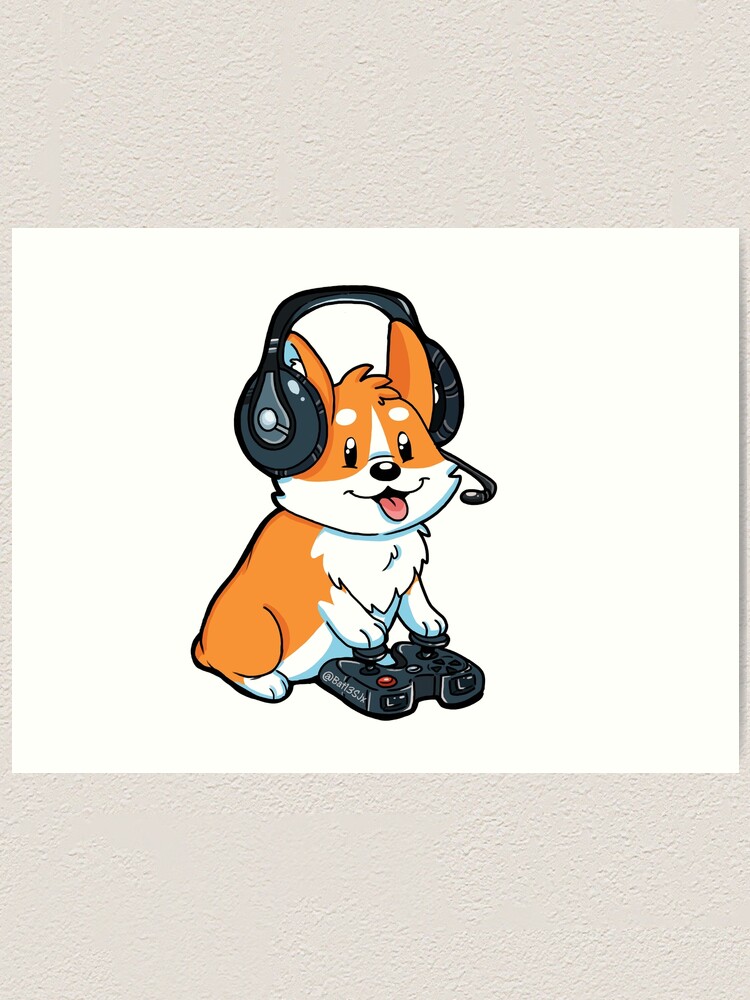 Gaming Corgi - The Cutest Gamer Pup! Art Print for Sale by Epicsessed