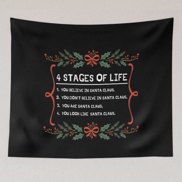 Item preview, Four Stages of Life Santa Claus List Letter Print Funny Holidays Joke designed and sold by chris-ellis-art.