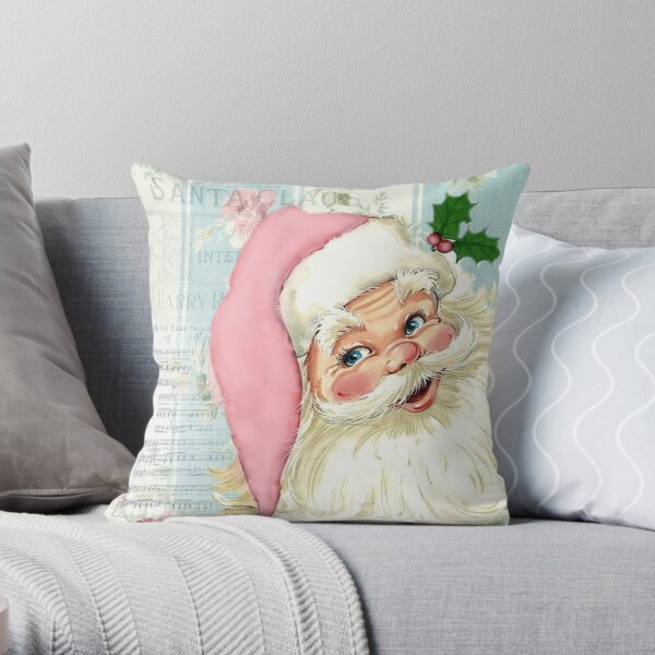 Retro Santa with music Throw Pillow