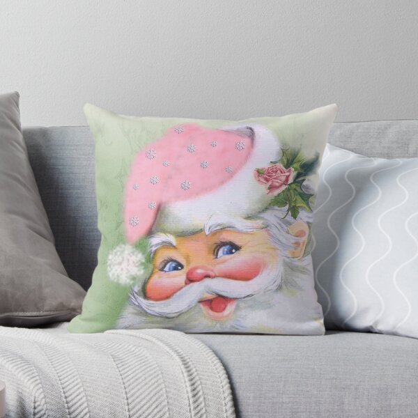 Smiling retro Santa Throw Pillow