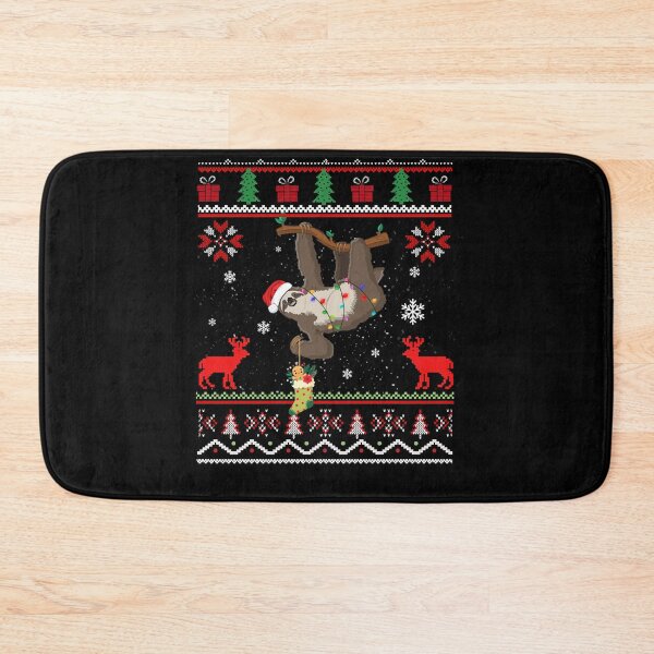 Item preview, Cute Sloth Ugly Christmas Santa Hat Elf Xmas Holiday Light Crewneck designed and sold by DanielEmberson.