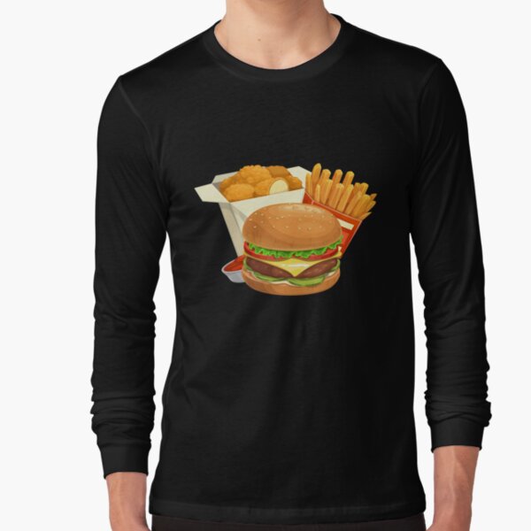 NEW Edgar + Ash Tshirt Blue Hamburger & Fries Pop Art Print Food Sandwich  Mens M