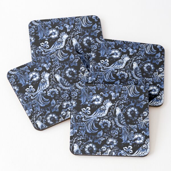Item preview, Folk Art Birds Blue On Blue designed and sold by wild.geranium.design.