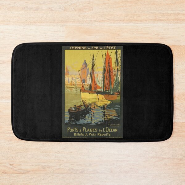 Item preview, retro classic ETAT Ports Plages Ocean poster designed and sold by CorasPosters.
