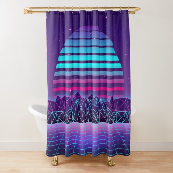 Sunset Futuresynth Shower Curtain