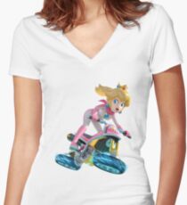 Mario Kart 8 - Princess Peach Women's Fitted V-Neck T-Shirt
