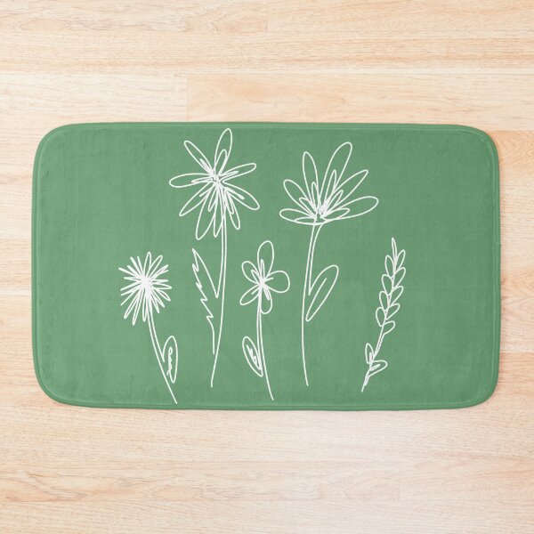 Item preview, White Line Flowers - Green Background designed and sold by laurenmoee.