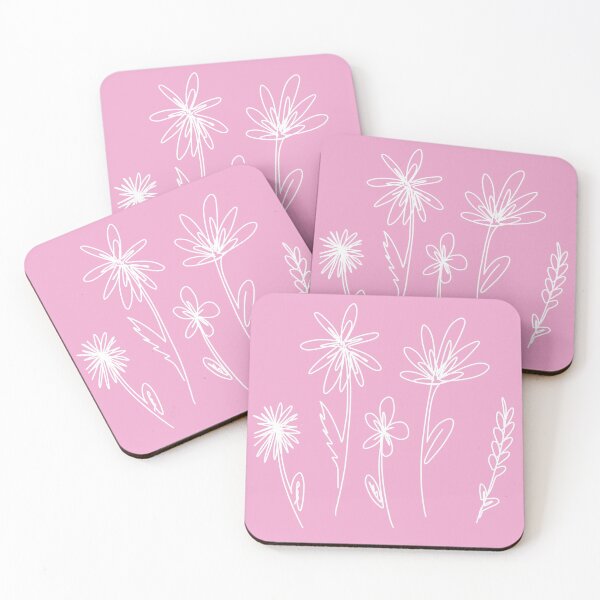 Item preview, Copy of White Line Flowers - Pink Background designed and sold by laurenmoee.