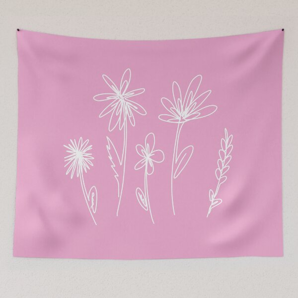 Item preview, Copy of White Line Flowers - Pink Background designed and sold by laurenmoee.