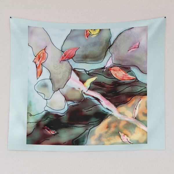Item preview, Rocks and leaves abstract - blue designed and sold by Anne Huth.