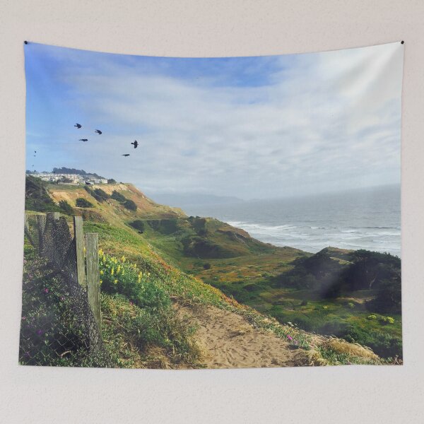 Item preview, Ice plant cliff overlooking the Pacific Ocean designed and sold by MiaoMiaoYu.