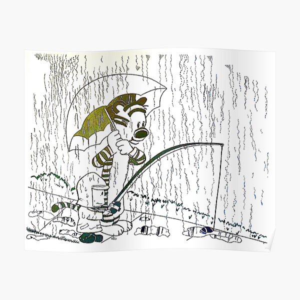 "Calvin and Hobbes Fishing with Friends by Christie Olstad" Poster by