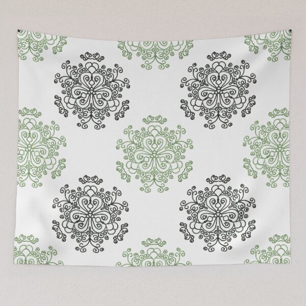 Item preview, Black and green floral ornament designed and sold by Anna Ratkevich.