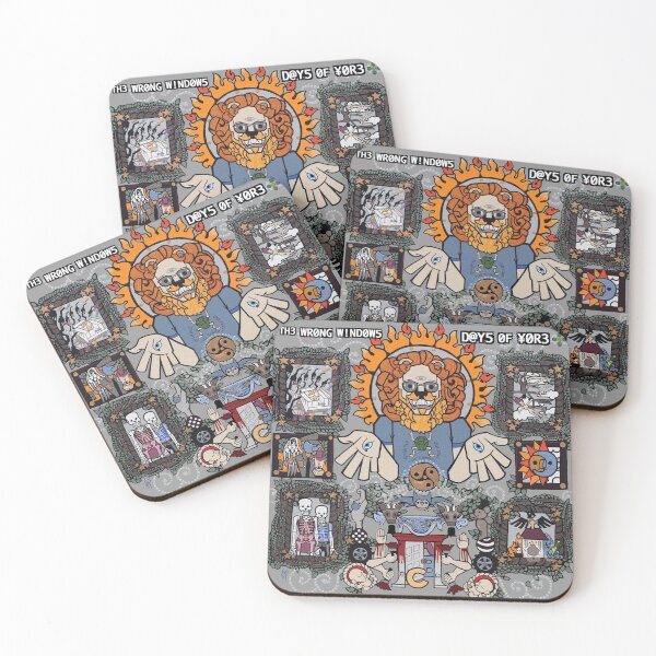 The Wrong Windows "Days of Yore" Vinyl Cover Painting "The Lion of Los Feliz" by Jennifer J. Jelenski Coasters (Set of 4)