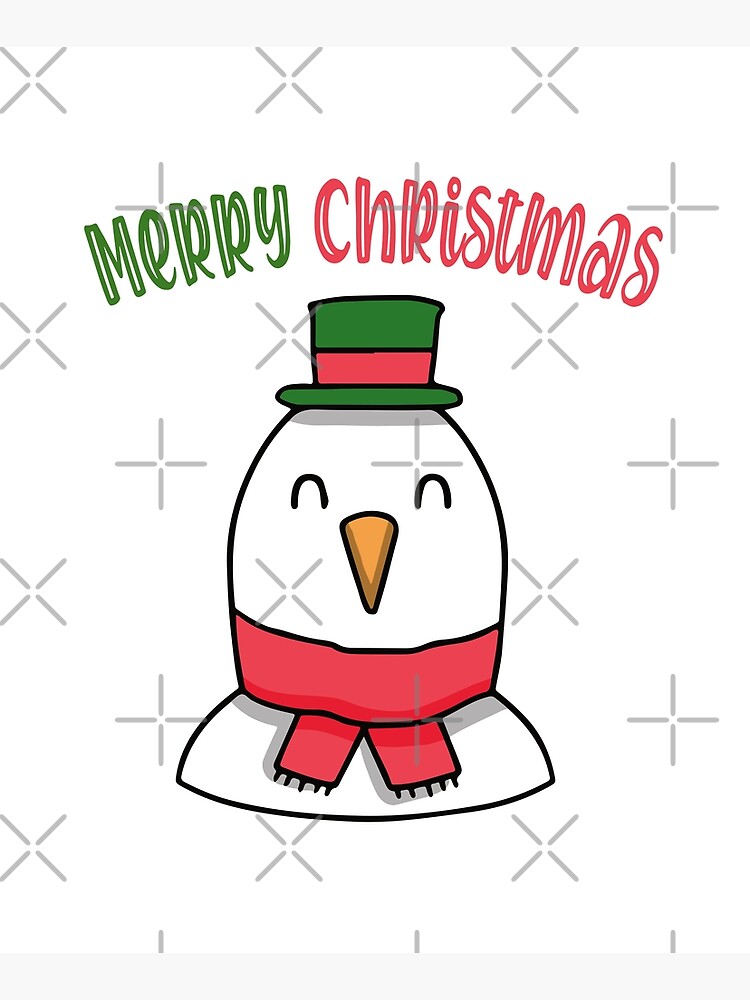 &quot;Snowman Cute Merry Christmas ( XMAS ) design&quot; Mounted Print by