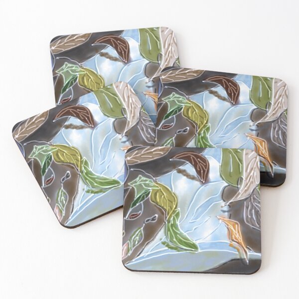 Leaves and Rocks Coasters (Set of 4)