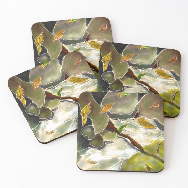 Item preview, Rocks and leaves abstract  - green designed and sold by Anne Huth.