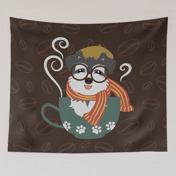 Item preview, Teacup Miniature Schnauzer Dog and Coffee Beans designed and sold by Lulupainting.