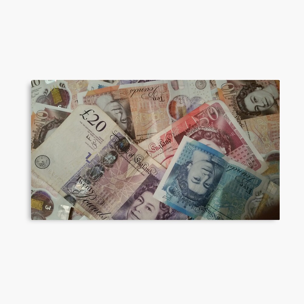 united kingdom five ten twenty fifty pound money notes poster by pabda redbubble