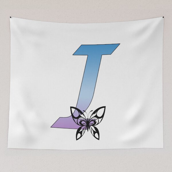 Item preview, Butterfly Silhouette on Monogram Letter I Gradient Blue Purple designed and sold by AliCatOriginals.