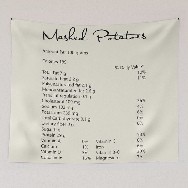 Item preview, Mashed Potatoes Nutrition facts designed and sold by hockeng.