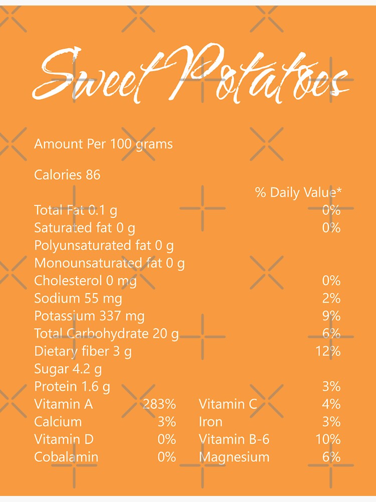 "Sweet Potatoes Nutrition Facts" Sticker for Sale by hockeng Redbubble
