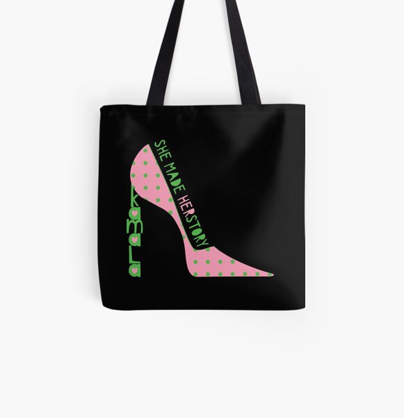 Kamala She Made Herstory Pink and Green All Over Print Tote Bag