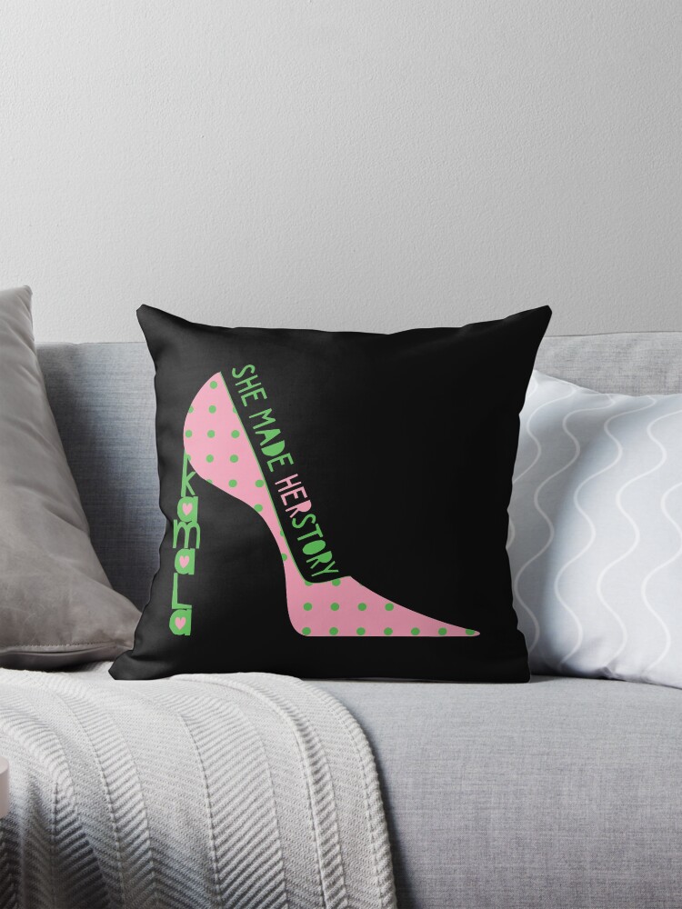 Thumbnail 1 of 4, Pillow, Kamala She Made Herstory Pink and Green designed and sold by 6256design.