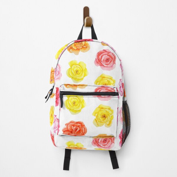 Item preview, hand painted 9 colorful watercolor pink red yellow orange roses designed and sold by ColorandColor.