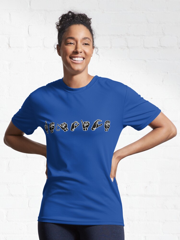 Alternate view of REJOICE ASL Sign Language Design Active T-Shirt