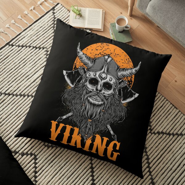 Viking yellow skull Floor Pillow