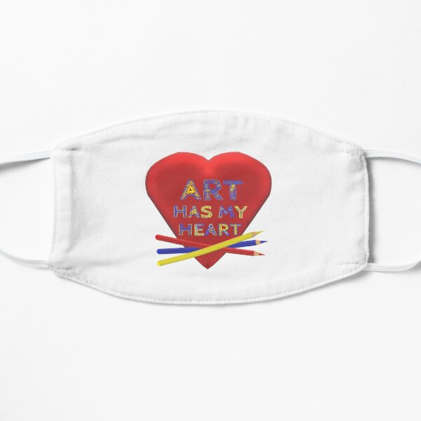 Art Has My Heart with Artist Pencils (White) Flat Mask