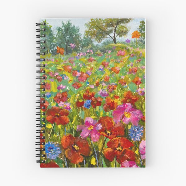 Item preview, Big red red poppies field, pink wildflowers in green grass designed and sold by rybakowvalery.