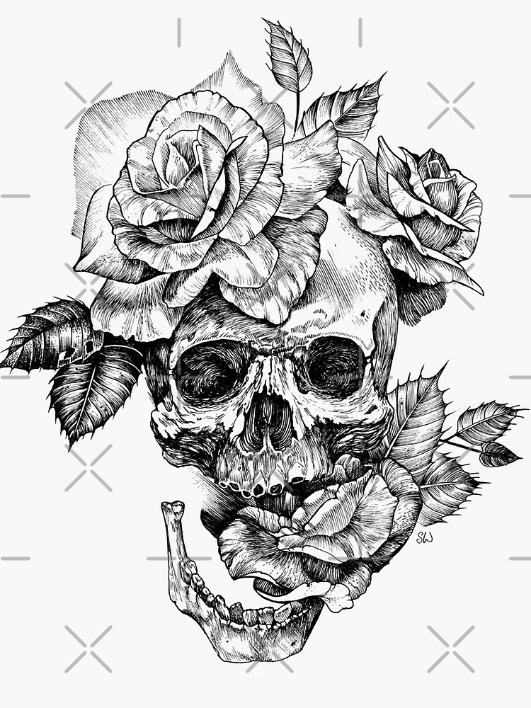 "Skull And Roses" Sticker by saraknid Redbubble