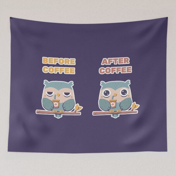 Item preview, Cute Owl Before Coffee and After Coffee designed and sold by rustydoodle.